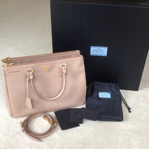 Prada Handbags - Prada Saffiano Lux Double Zipper Tote